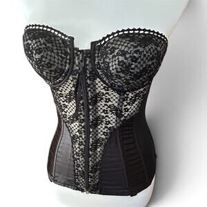 Vintage Lady Marlene Black Lace Zip-Front Corset Bustier